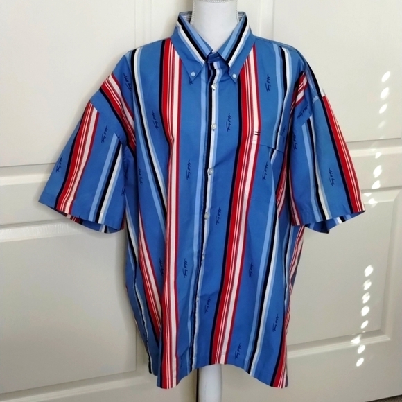 Tommy Hilfiger signature red/white/blue stripes button down size XXL top - Picture 1 of 11